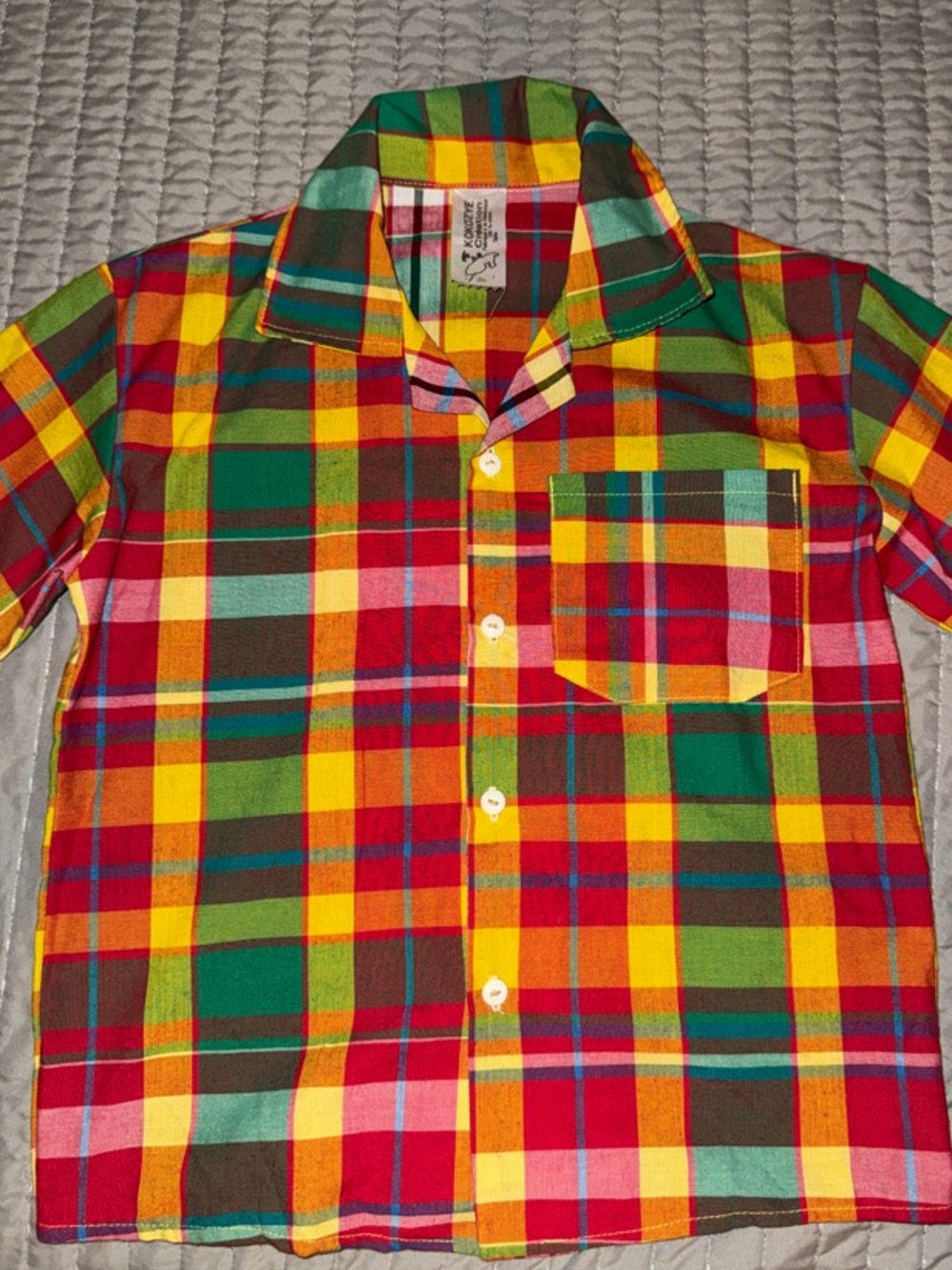 Colorful Plaid Button-Down Shirt for Kids Size Medium